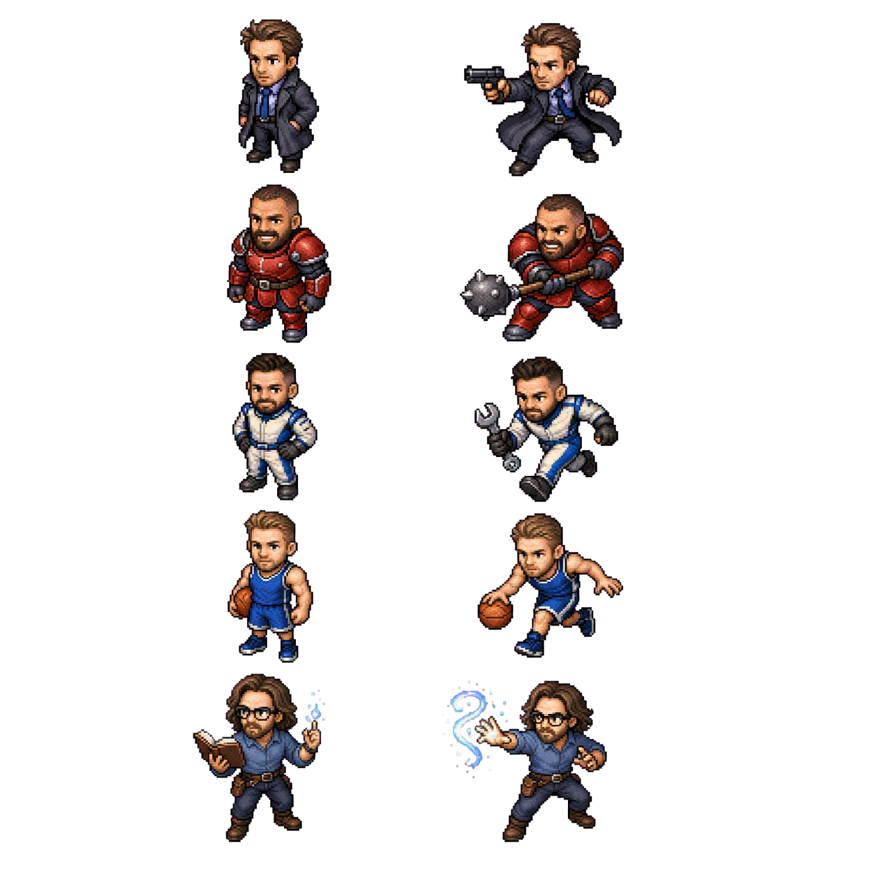 Five likeness-based unlockable rival sprite characters